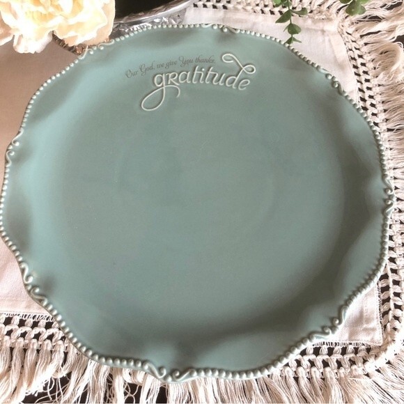 Blessings Unlimited Gratitude Cake Stand Blue Grace Gratitude Collection RARE - Picture 2 of 7